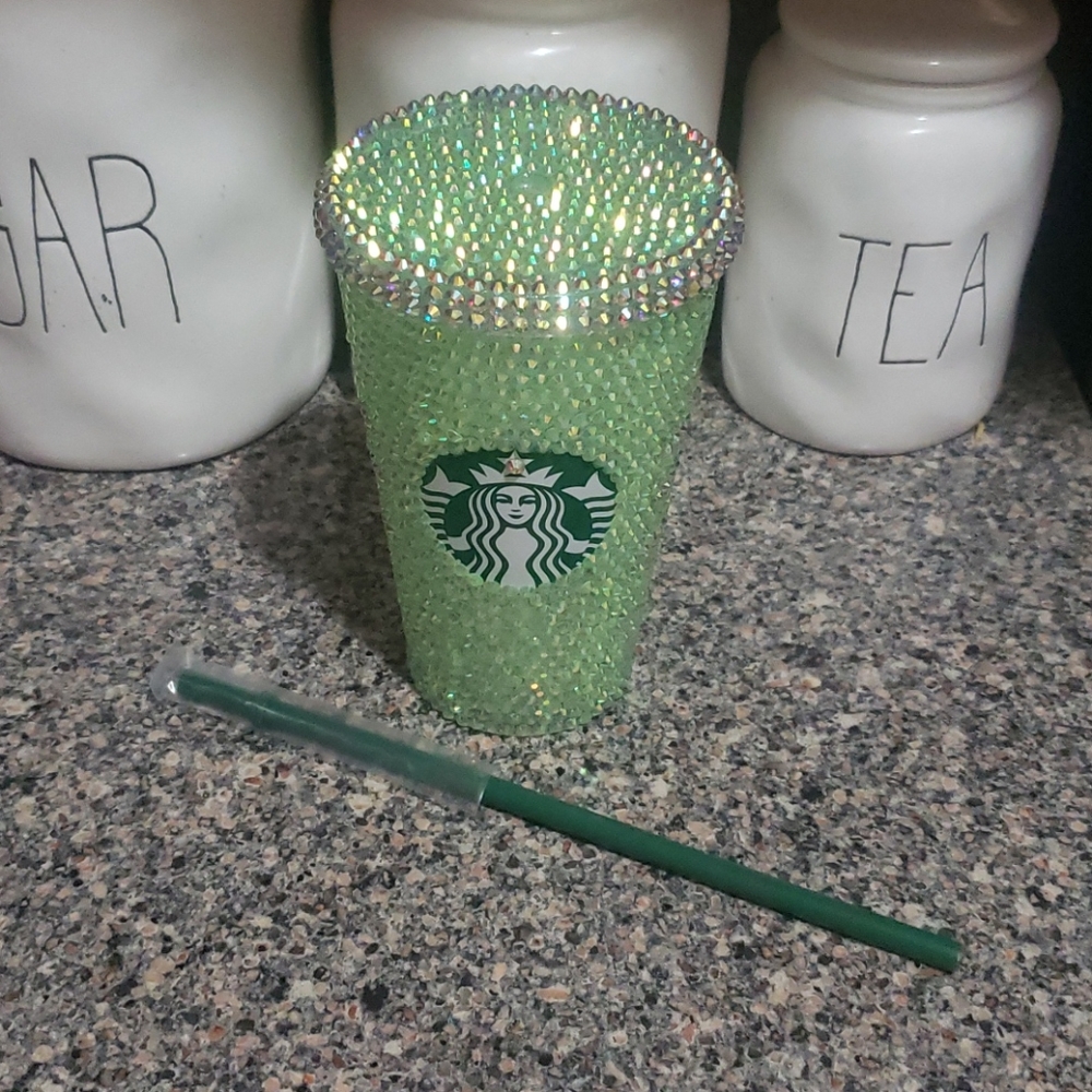 Customized green ab rhinestone tumbler